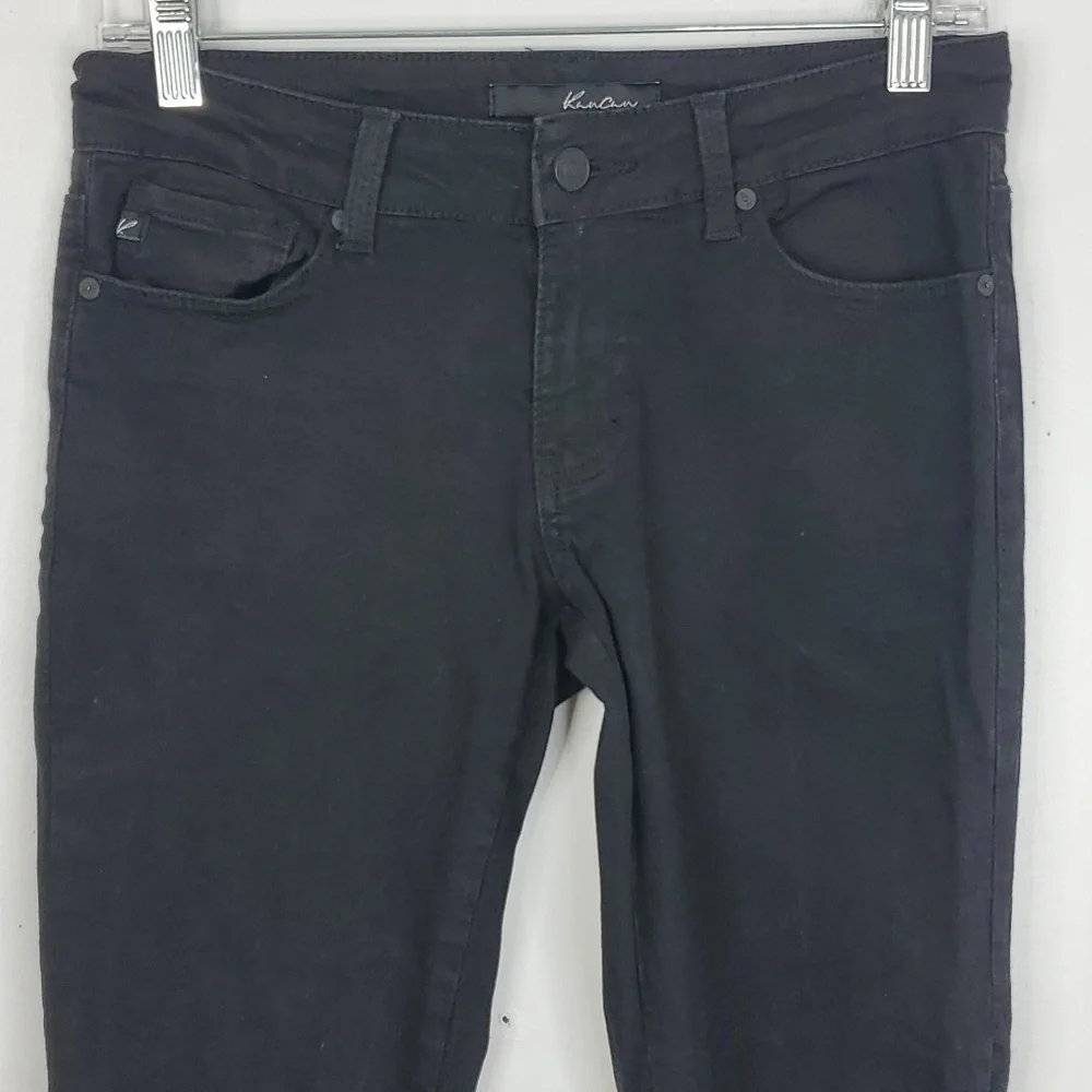 Kancan Super Skinny Jeans Mid Rise Zip Ankle Raw Hem Black Stretch Womens 25